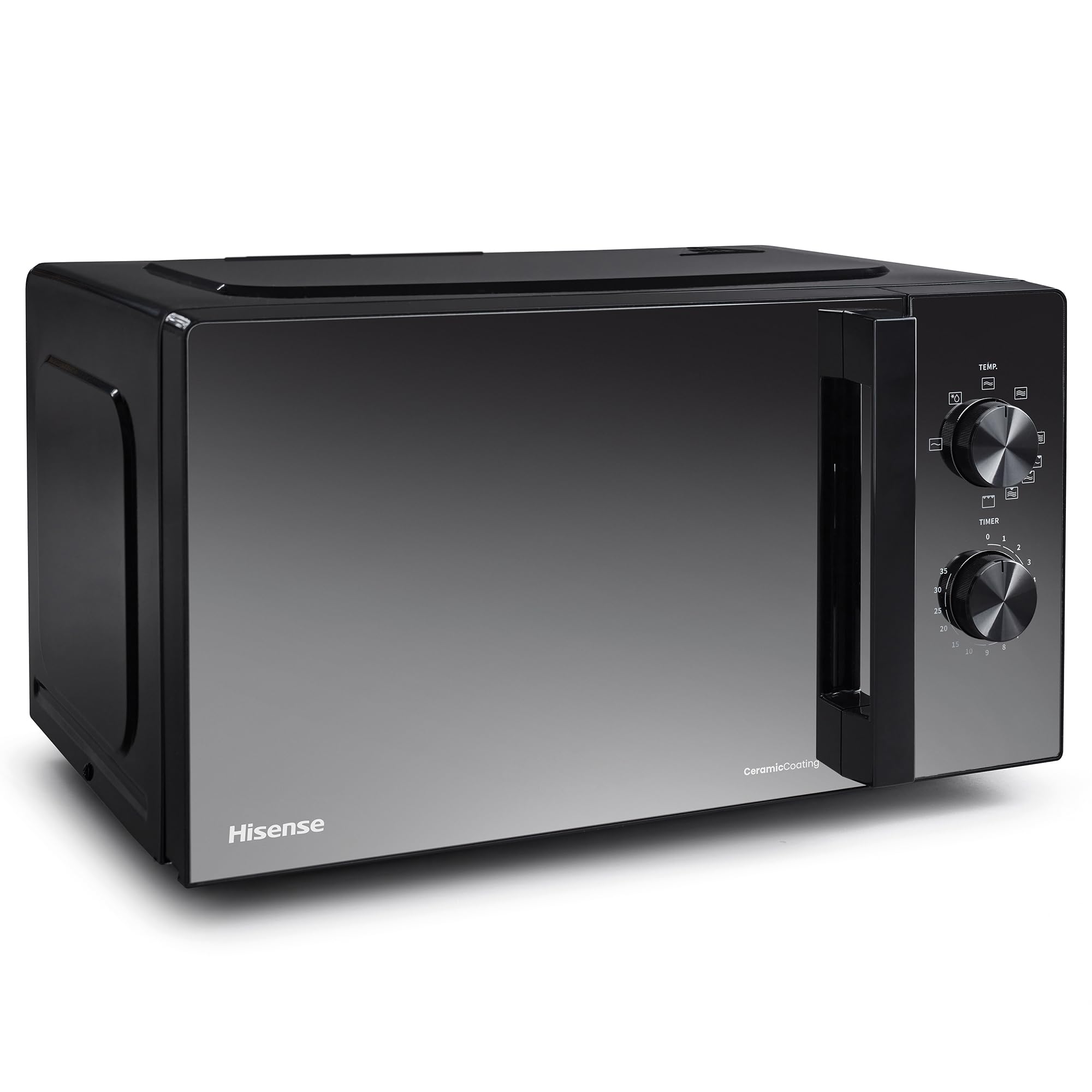Hisense H20MOMBP1HG - Microondas con Grill 800W, 20L, Alto 32.6cm x Ancho 45.5cm, Color Negro, Potencia del Grill: 800 W, Revestimiento Cerámico, Cristal Premium, 5 Niveles de Potencia