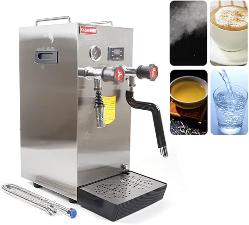 Miniatura 4 de Espumador de leche multiusos comercial de 2500 W, 8 litros/2.1 galones, máquina de espuma de leche al vapor de acero inoxidable para café expreso,