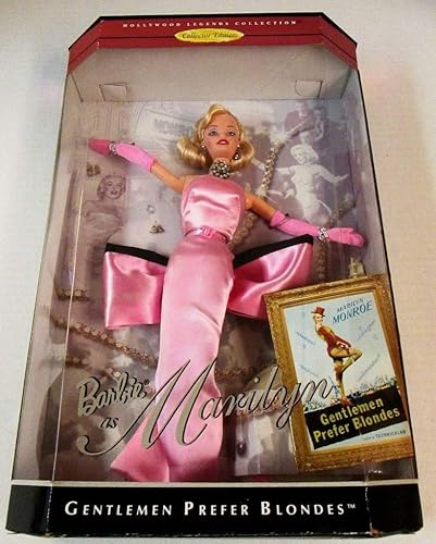 Barbie Doll como Marilyn Monroe en el vestido rosa de caballeros prefieren rubias