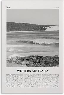 Western Australia Print Black And White, Western Australia Wall Art, Western Australia Poster, Western Australia Photo Poster Print Decorative Painting Canvas Wall Art Living Room Posters Bedroom Pain