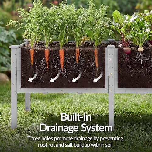Image of Best Choice Products 72 inch x 24 inch x 30 inch Raised Garden Bed with Extra Deep 16 inch Depth, Elevated Wood Planter Box Stand for Backyard, Patio, Balcony, Natural Fir Wood - Gray