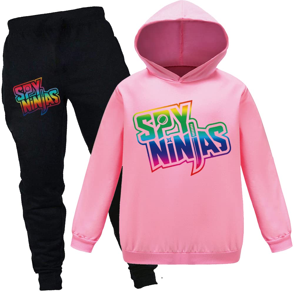 Forlcool Ninjas Merch - Tuta con cappuccio e pantaloni, 2 pezzi, stampa ninja per bambini, abbigliamento sportivo