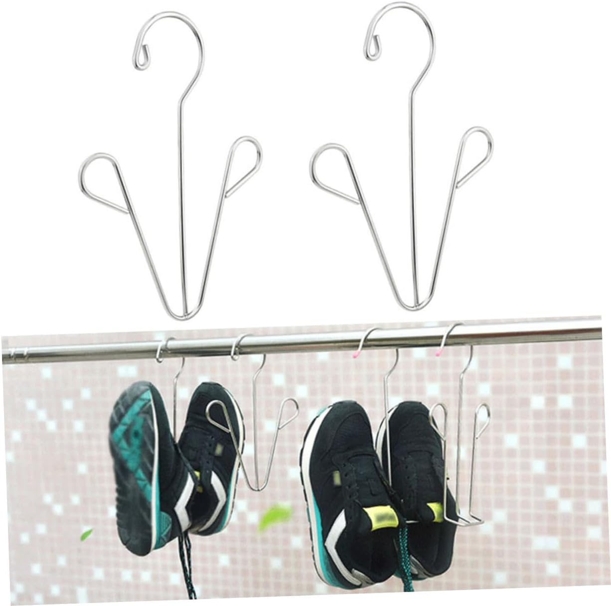 Shoe Drying Rack for Dryer 2pcs Stainless Steel Hangers Boot Organizer Shoe Dry Rack Silver