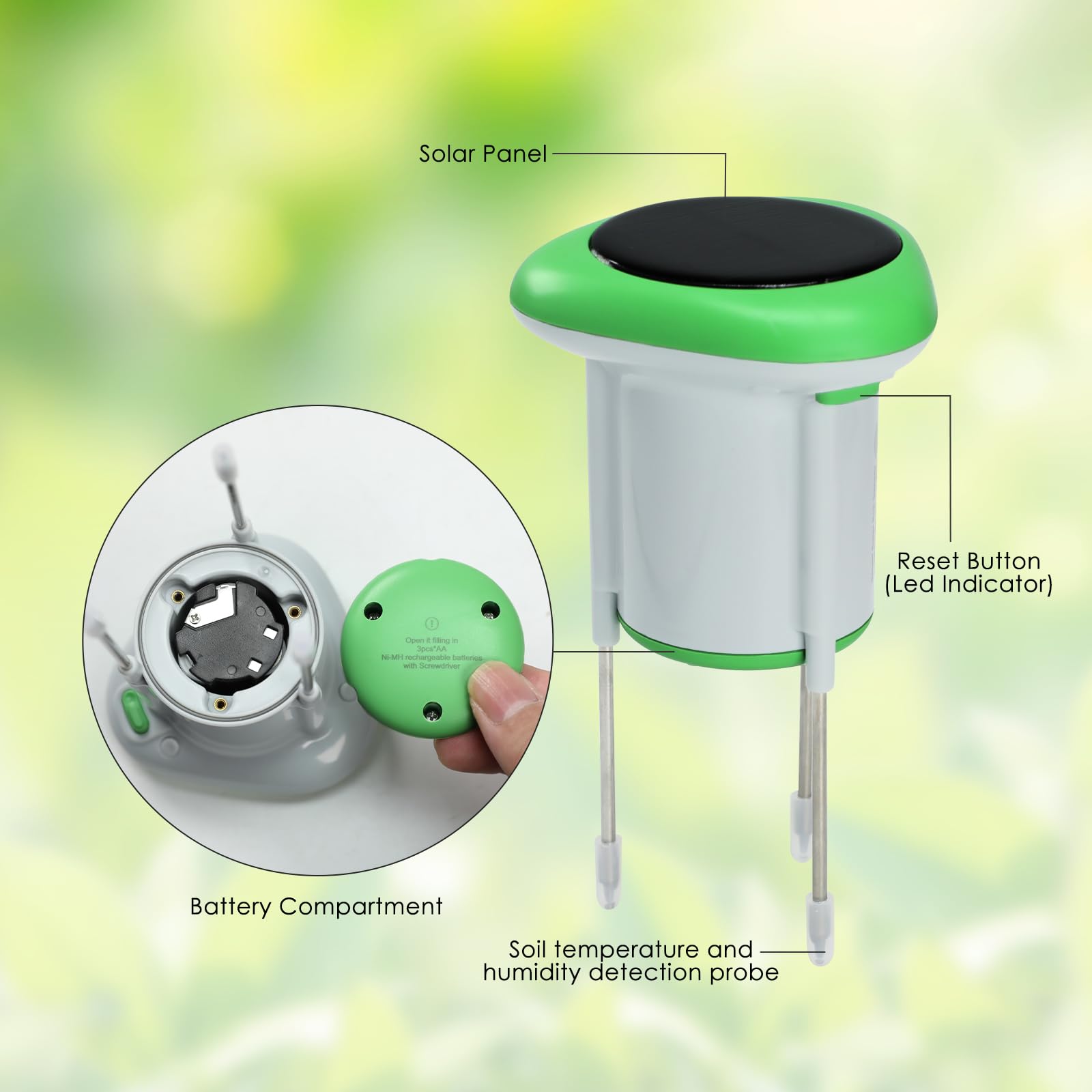 Misuratore di Umidità del Terreno WiFi, Tester Intelligente 3-in-1 per EC/Temperatura/Umidità, Monitor Wireless per Piante con App, Sensore Digitale ad Alta Precisione per Interni ed Esterni
