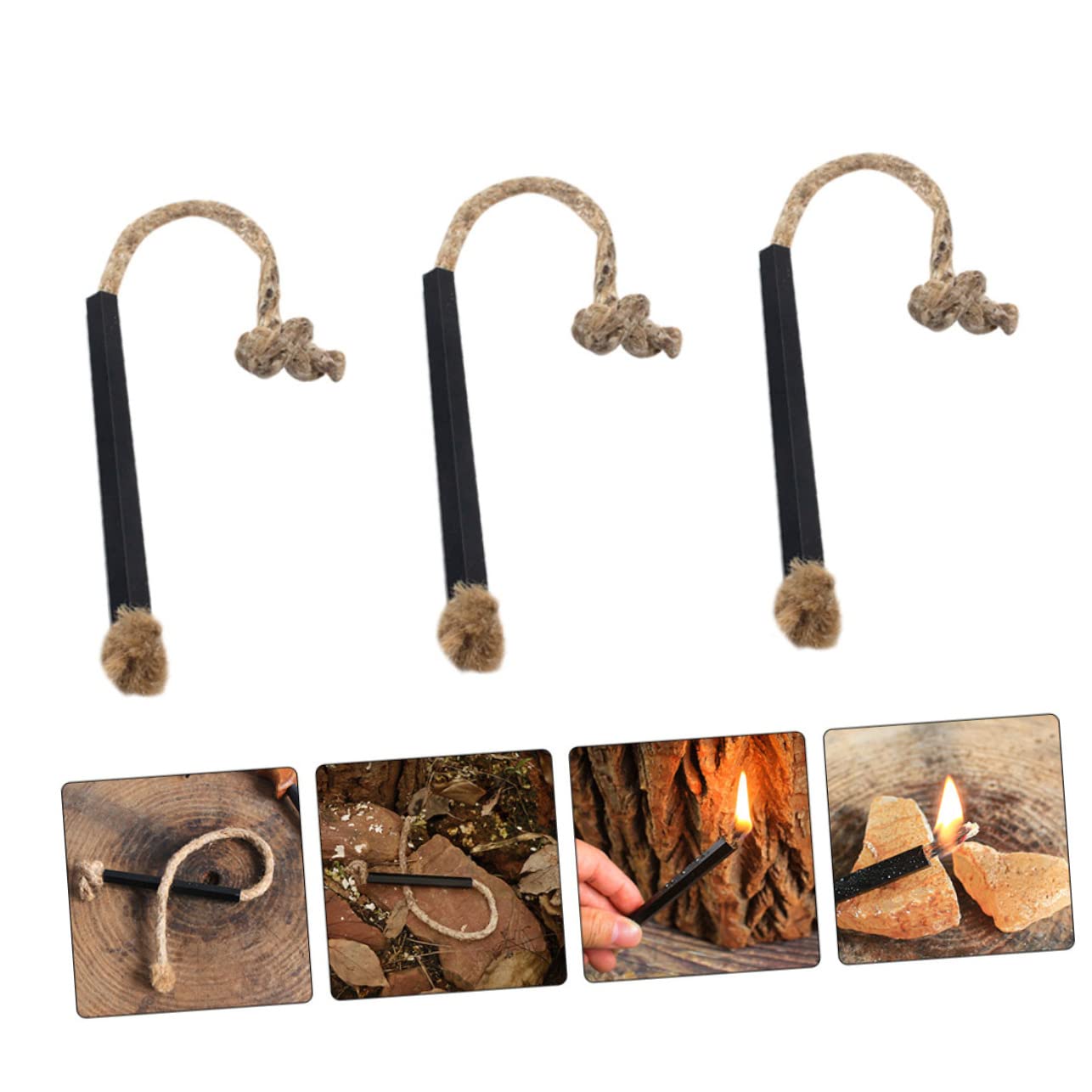Sosoport 18pièces Corde Allumage Cire pour Camping Et BBQ Équipement De Survie Extérieure Pratique Et Portable Sécurisée