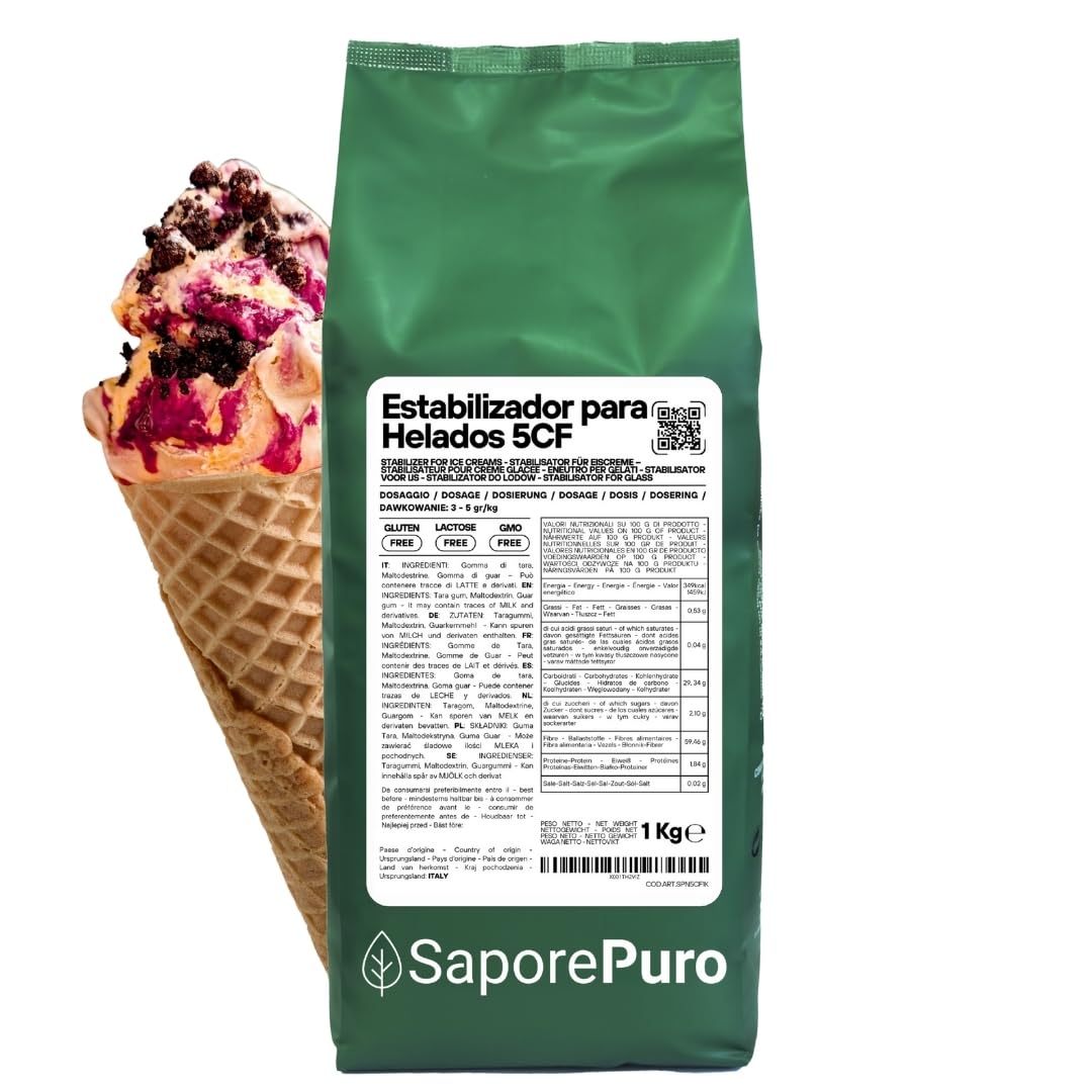 Saporepuro NEUTRO ESTABILIZANTE para helados y sorbetes 1 KG con harina de tara y guar