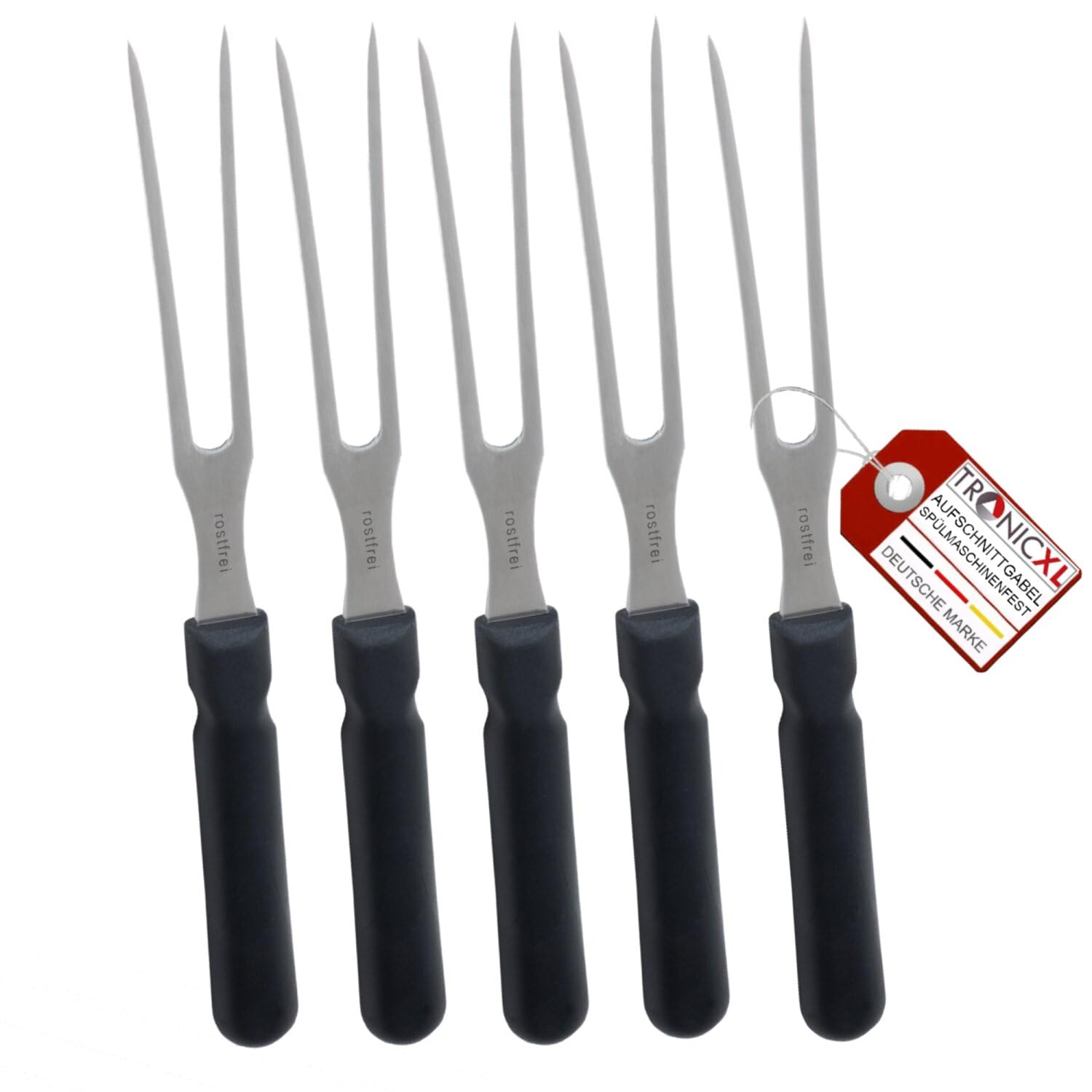 TronicXL 5 Stück Premium Aufschnittgabel Fleischgabel Gabel Bratengabel Aufschnitt gabel Tranchiergabel Tafelgabel Schnitzgabel Topf Serviergabel Vorlegegabel Metzgerei