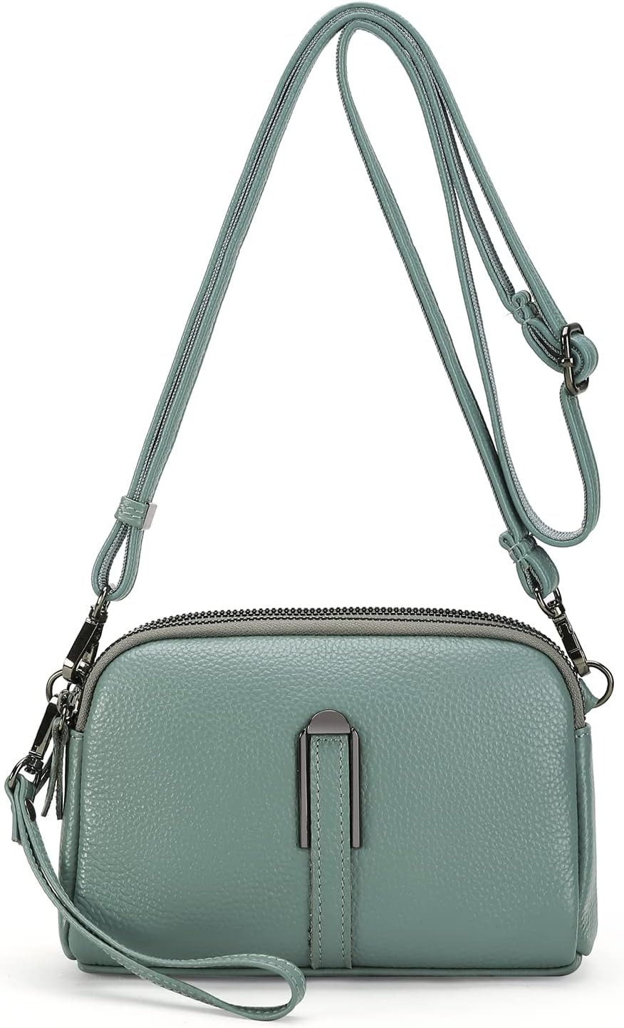 GAEKEAO Crossbody Bags for Women Small Genuine Leather Shoulder Purse Cross Body Bag with Wristlet Top Zipper - Image 8