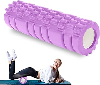 Foam Roller Rullo Massaggio Muscolare per Alleviare le Tensioni Muscolari e il Sollievo Dalla Pressione Nella Schiena sulla Colonna Vertebrale Massaggiatore per Trigger Point 30×8cm (Viola)