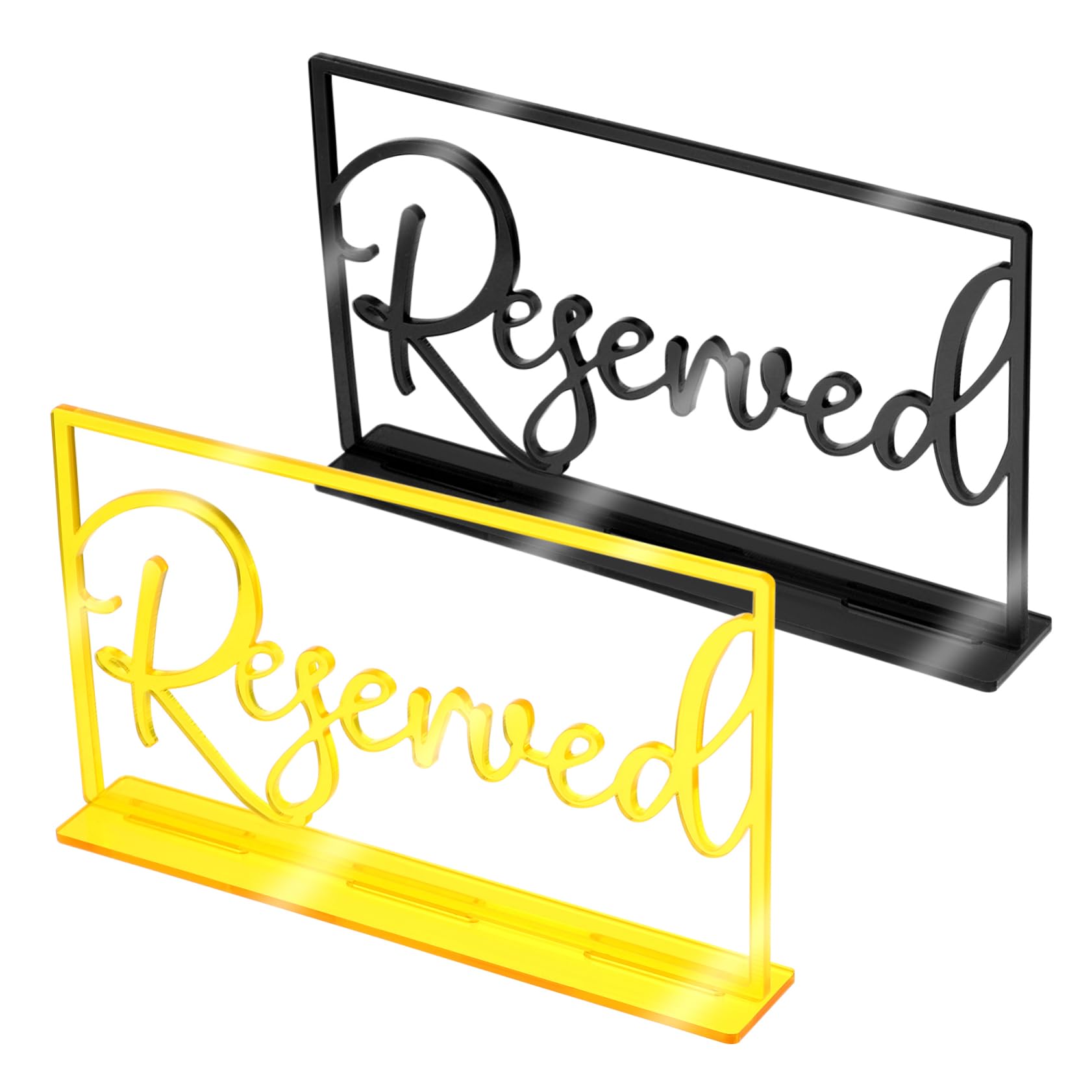 HOLIDYOYO 6Pcs Acrylic Reserved Table Signs for Weddings Elegant Two Sided Reserved Seating Indicators Stylish Table Holders for Banquets Parties Events