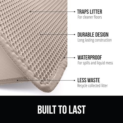 Miniatura 2 de Gorilla Grip - Alfombra para suciedad de gatos, diseño de panal y dos capas que atrapa la arena, suave, para interiores, trampa de alimentación,