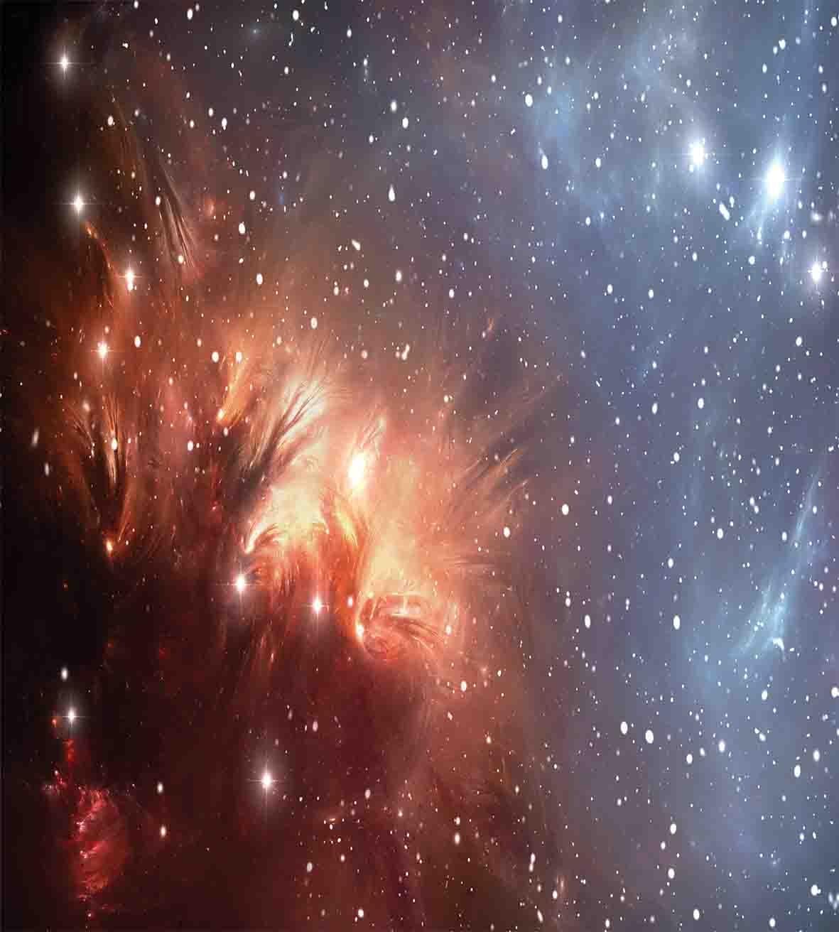 Ambesonne Outer Space Duvet Cover Set, Detailed Image of Nebula Cloud Gas and Dust Universe Astronomy Print, Decorative 3 Piece Bedding Set with 2 Pillow Shams, Queen Size, Burnt Orange Blue