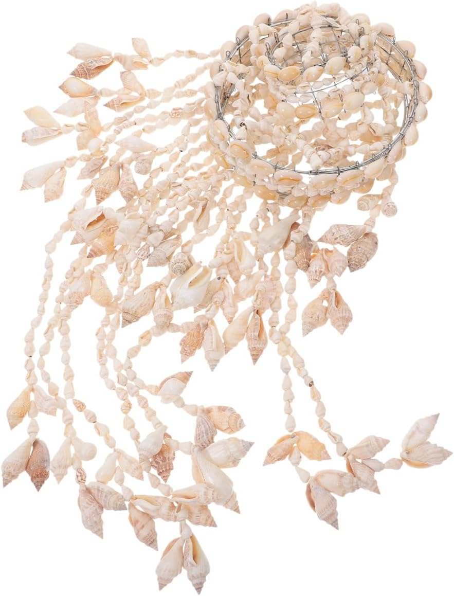 VICASKY Shell Wind Chimes for Outside Seashell Glass Windchime Natural, Handmade Beach Home Decor with 45-50cm Length Memorial for Patio Gardenand Yard Hanging Ornament Present