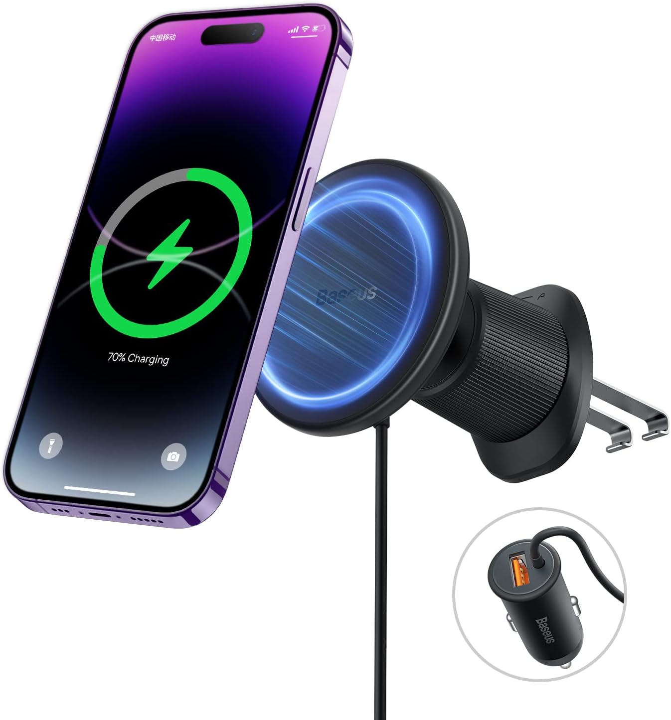 for Magsafe Car Mount Charger, [All in One] Baseus 15W Fast