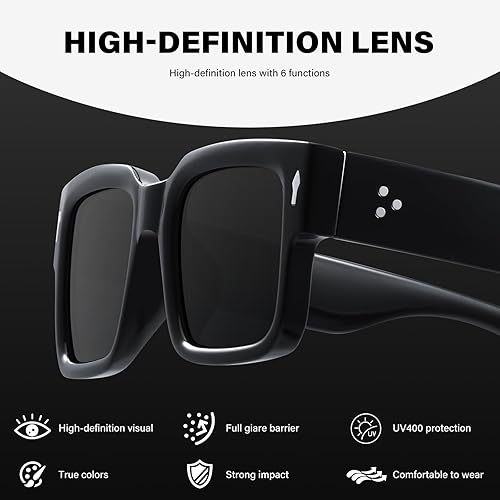 Miniatura 5 de KUGUAOK Lentes de sol rectangulares de moda para hombres y mujeres, estilo retro de los años 90, lentes de sol con marco cuadrado, lentes de sol