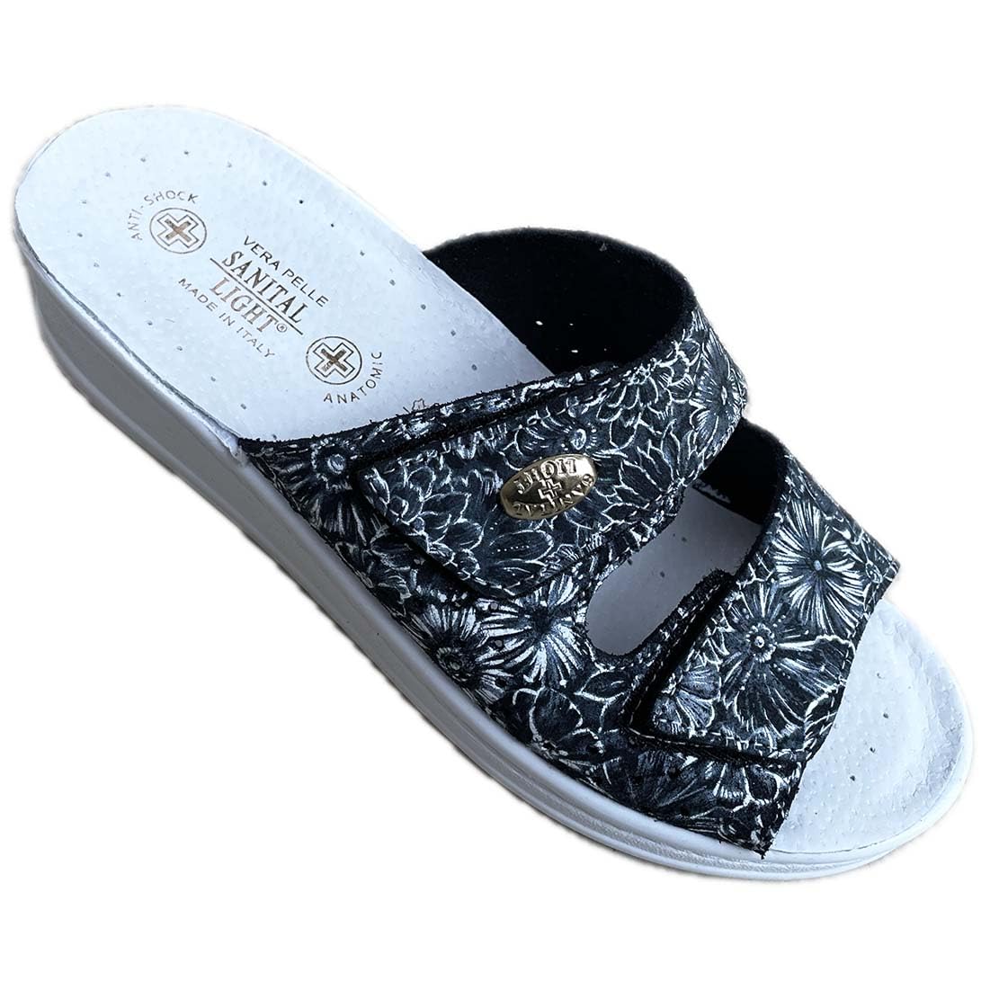 Sanitaire femme double déchirure tige véritable cuir fleurs semelle douce onde résidente silencieuse A573