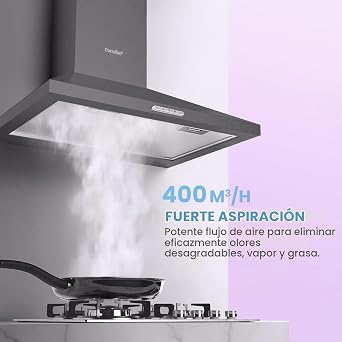COMFEE ' PYRA17B-60 Wall Range Hood, 400 m³/h, 60 cm, Black [Energy Class B]