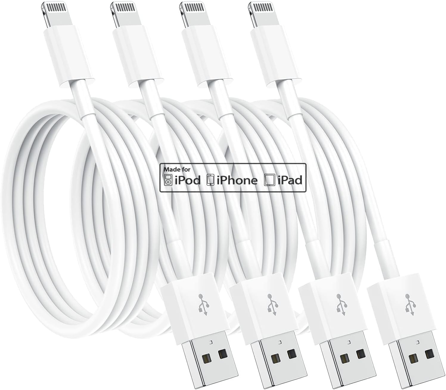 4 Pack [Apple MFi Certified] Apple Charging Cables 6ft