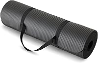 AmazonBasics Extra Thick 1/2-Inch Yoga Exercise Mat with Carrying Strap - Cushioned NBR Foam for Comfortable Workouts