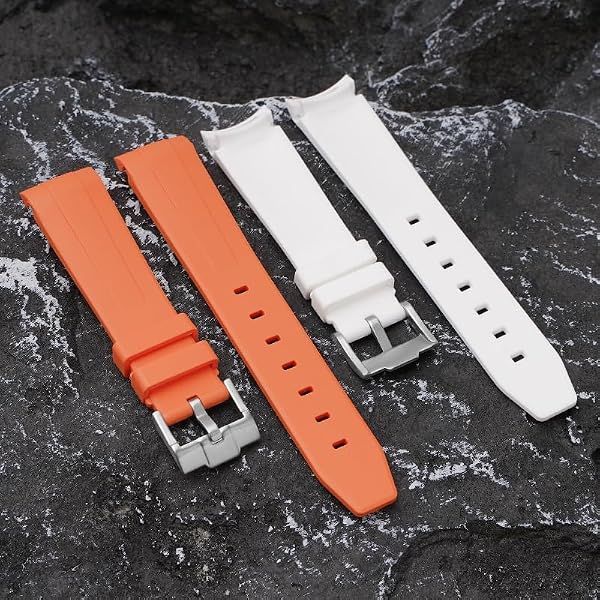 20mm Curved End Rubber Band For Omega Speedmaster, Replacement Watch Bands With Buckle For Omega X Swatch MoonSwatch and SpeedMaster - Multiple Colors (Orange) by Generic - Used condition - Image 6