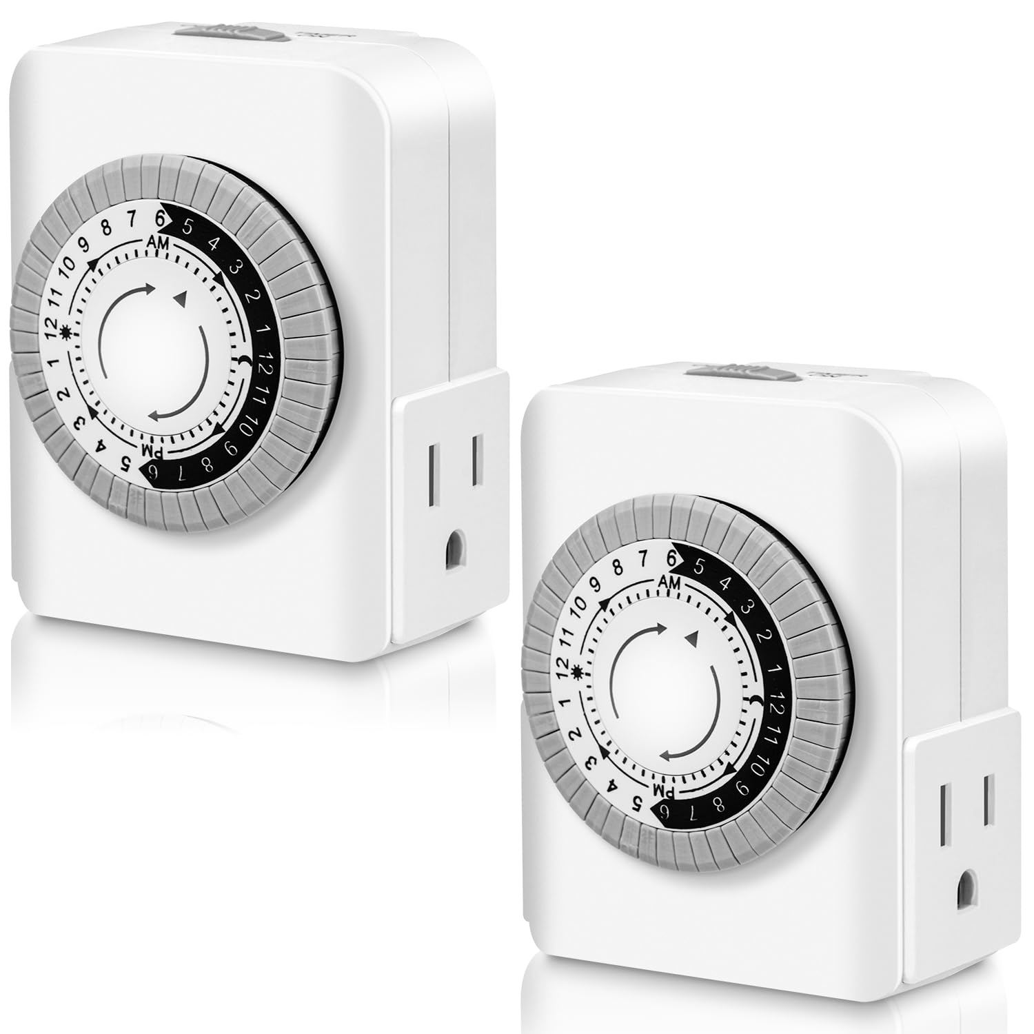 Minuteur de prise, minuteur pour prises d'intérieur avec double prise à 3 broches, cycle marche/arrêt quotidien de 24 heures et 30 minutes, minuterie mécanique enfichable pour