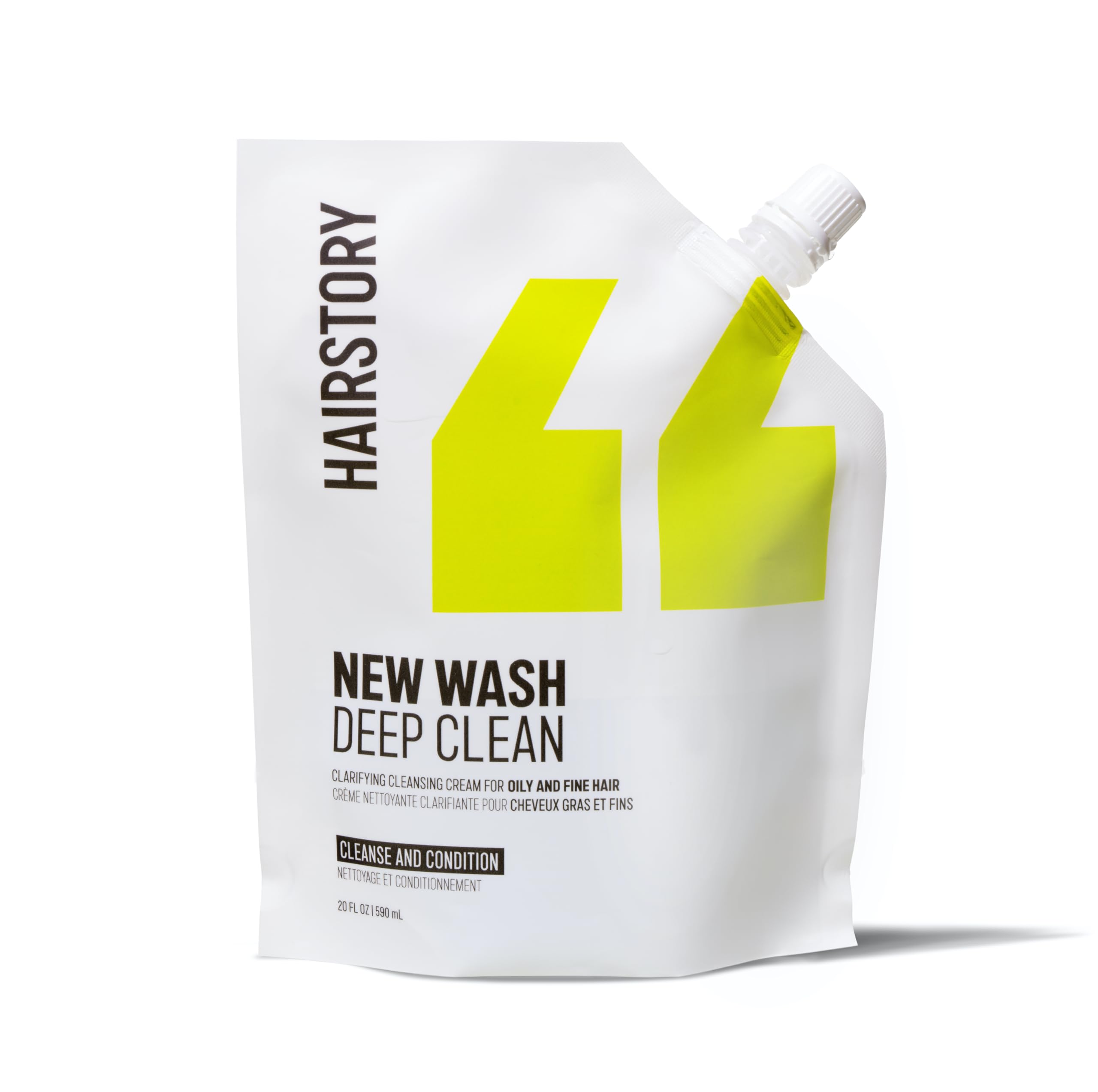 Hairstory New Wash Deep Clean Refill, Clarifying Cleansing Cream for Oily & Fine Hair, Detergent Free Shampoo & Conditioner Alternative, 20oz