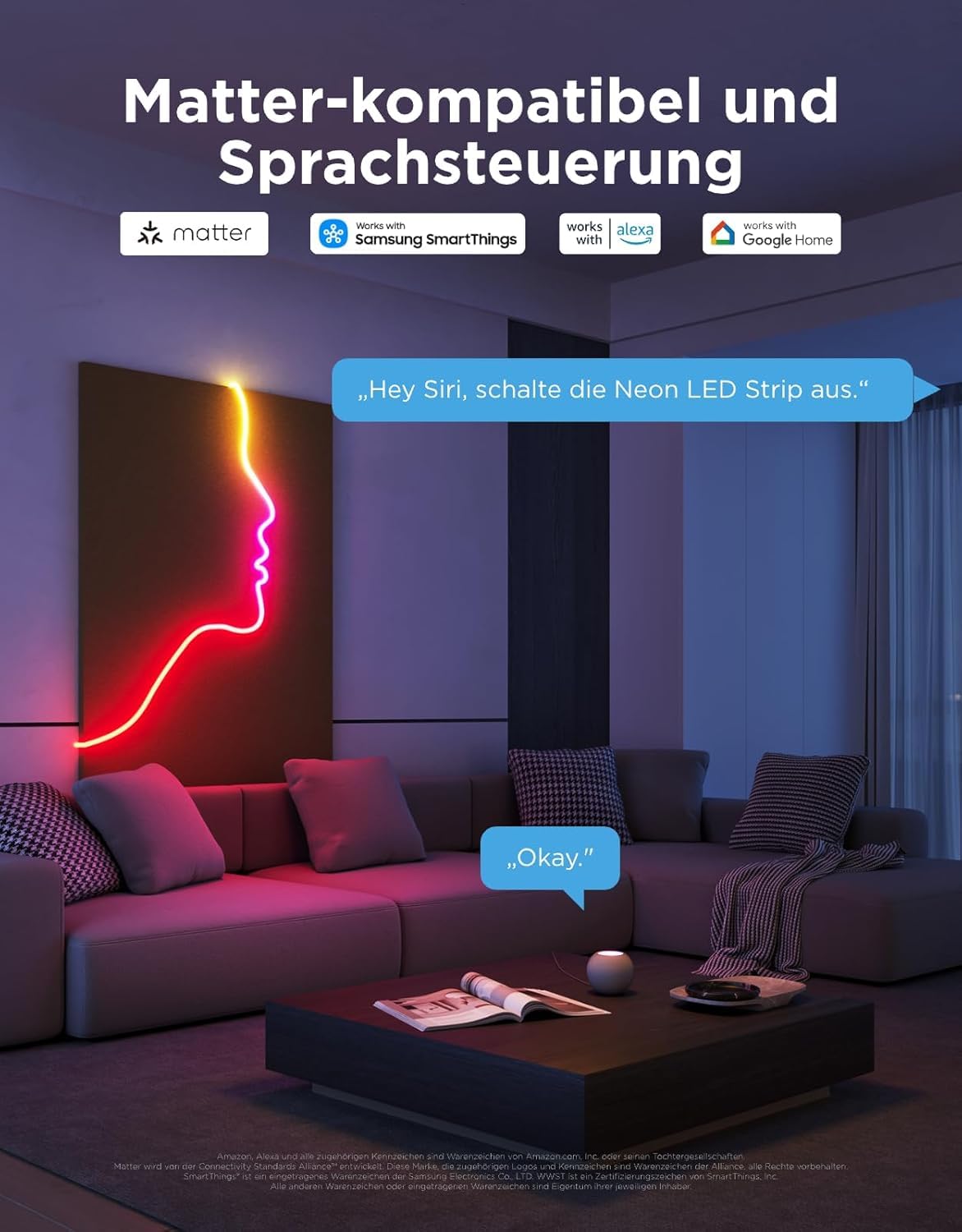 Govee Neon Rope Light 2, RGBIC Neon LED Strip 3m mit Form-Mapping | DIY Design, Kompatibel mit SmartThings, Matter, Alexa und Google Assistant, LED Streifen für Schlafzimmer Wanddekoration Weiß