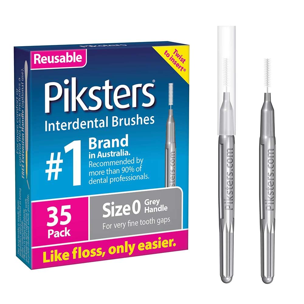Piksters Interdental Brushes, 35 pk, Size 0, Interdental Tooth Brush for Very Tight Gaps, Gum Soft Bristles for Plaque Removal, Safe for Braces