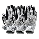 Hochwertige Rutschfeste Arbeitshandschuhe Gartenhandschuhe mit Mikroschaum Nitrilbeschichtung, nahtlose Nylon Strickhandschuhe, Touchscreen Handschuhe mit dehnbarer Passform, 3 Paare – Gr.7 / Medium