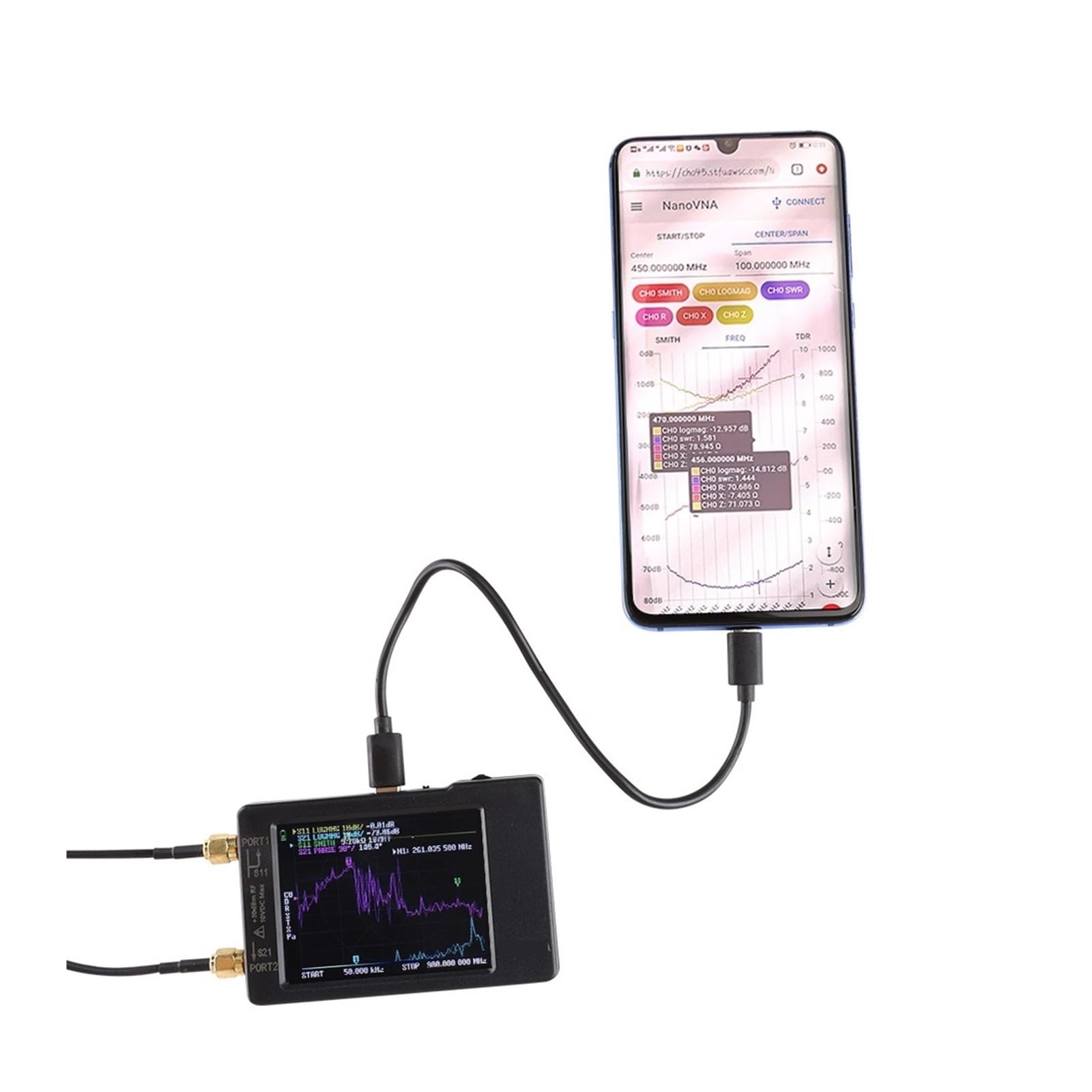 Vektornetzwerkanalysator, VNA-H4 Vektor-Netzwerk-Antennenanalysator 4-Zoll- 10 KHz-1,5 GHz MF HF VHF UHF Mit SD-Kartensteckplatz-Version Messung von S-Parametern, SWR(VNA-H4)