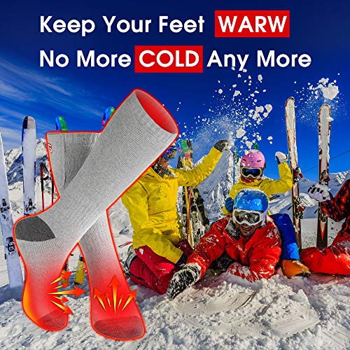 Autocastle Women Girls Battery Socks Rechargeable Electric Heated Socks,Battery Heat Insulated Socks Kit Winter Warm Thermal Heating Socks,Cold Weather Battery Sock Ski Hunt Bike Foot Warmer,Grey #TOP5