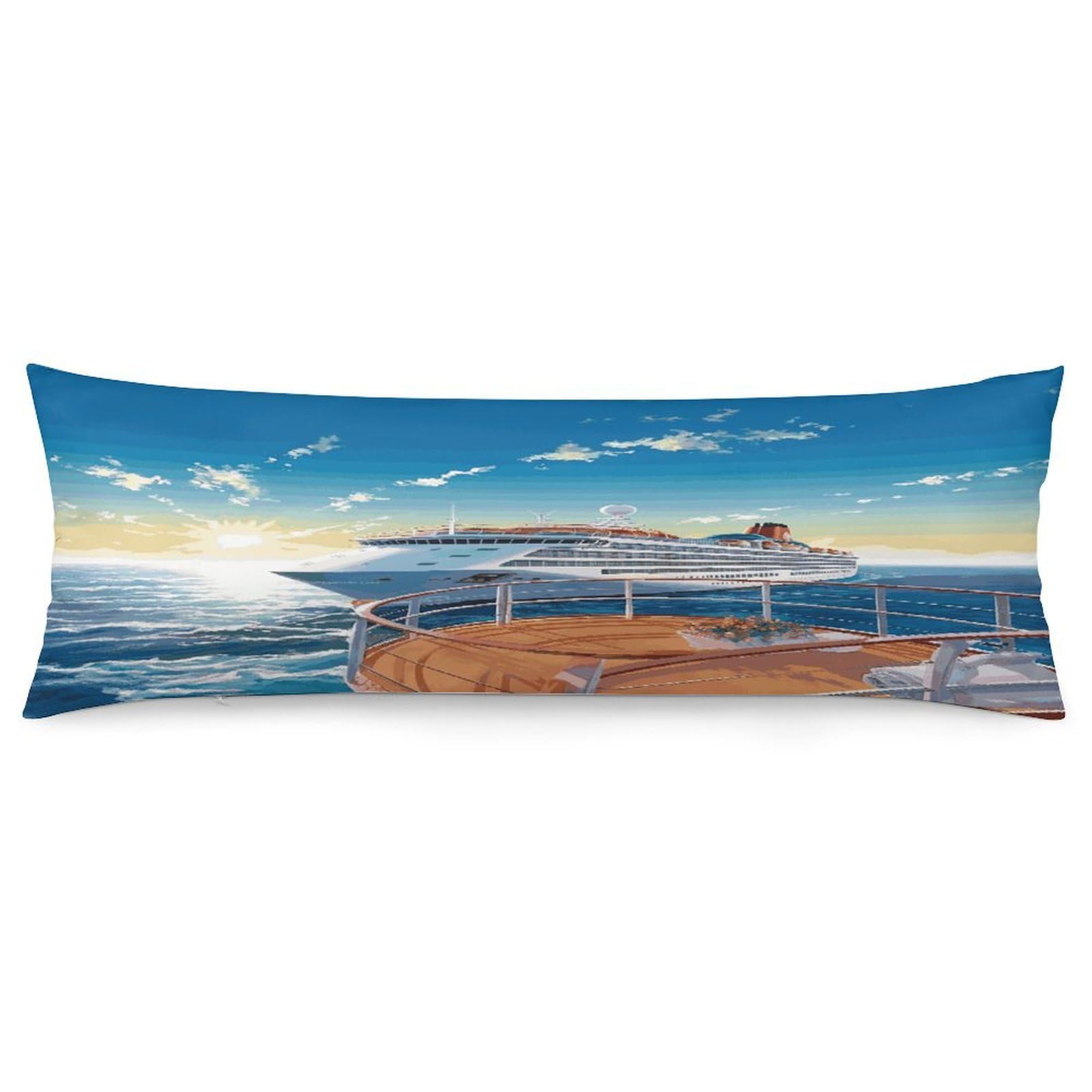 Summer Sea Cruise Pillowcase Decorative Long Body Pillow Case Soft Breathable Body Pillow Cover Modern Large Pillowcase Cute Body Pillow Pillowcases for Bedroom Couch 18.9 X 53 Inch