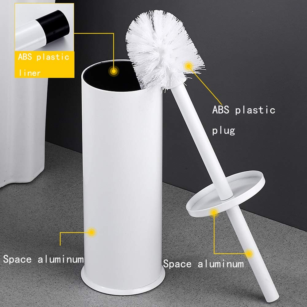 Nff Pennello E Supporto per La Toilette, Supporto per Spazzola per La Toilette Nero Compatto in Alluminio, Manico Lungo con Coperchio E Pennello Resistente Testa 40x9.2cm (Color : Gold)