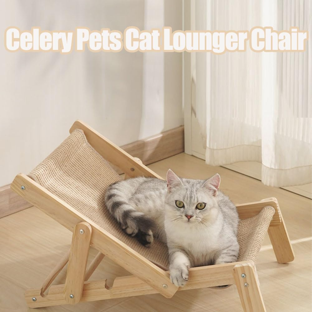 Sedano - Sedia a sdraio per gatti, in sisal, per interni, regolabile, per animali domestici, può contenere fino a 20 kg di peso (cuscinetti di ricambio)