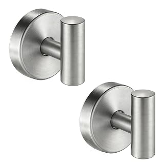 Suction Cup Hooks for Shower, Kitchen, Bathroom, Mirror, Wall, Door, Tile, Glass, Window No Damage – Removable Towel Holder for Hanging Loofah, Robe, Coat, Heavy Duty Hook Brushed Nickel (2-Pack) - Amazon product rated Grade A