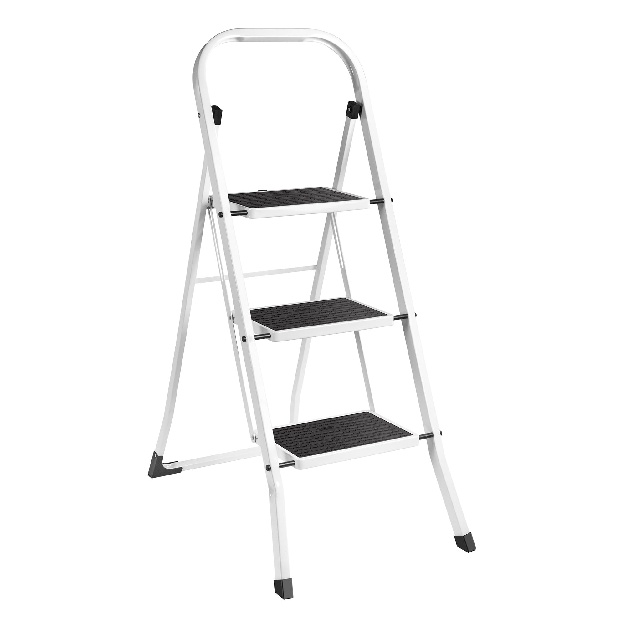 Vonhaus White Step Ladder – Premium Quality Folding Step Ladder For Diy And Gardening - Durable Steel Ladder - Easy To Store Ladders, 150Kg Max Capacity