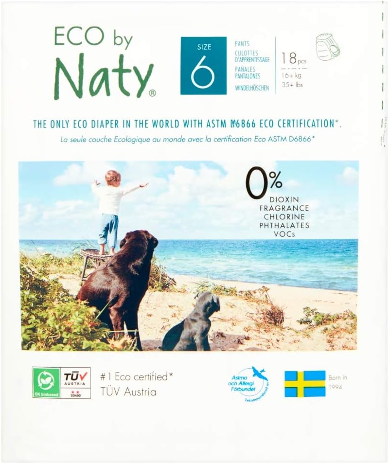Eco by Naty Babycare Nappies, Size 6, Pack of 18