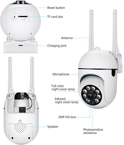 Miniatura 7 de Cámaras domo 1080P inalámbricas, panorámica de 360  de visión alimentada por batería de 2 vías para conversación al aire libre, cámara inalámbrica