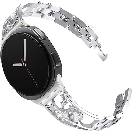 Stainless Steel Women Bling Bracelet Bands Compatible with Samsung Galaxy Watch 8 40mm 44mm Classic 46mm Metal Wristbands
