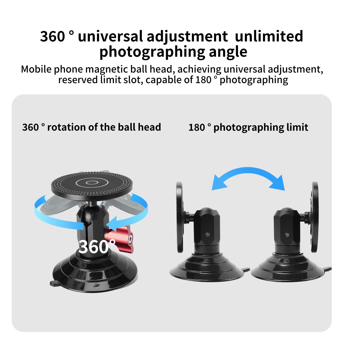 Soporte de cámara con ventosa al vacío, potente base de montaje para coche compatible con cámaras Hero 13, Action 5 Pro, X4 (tipo C)
