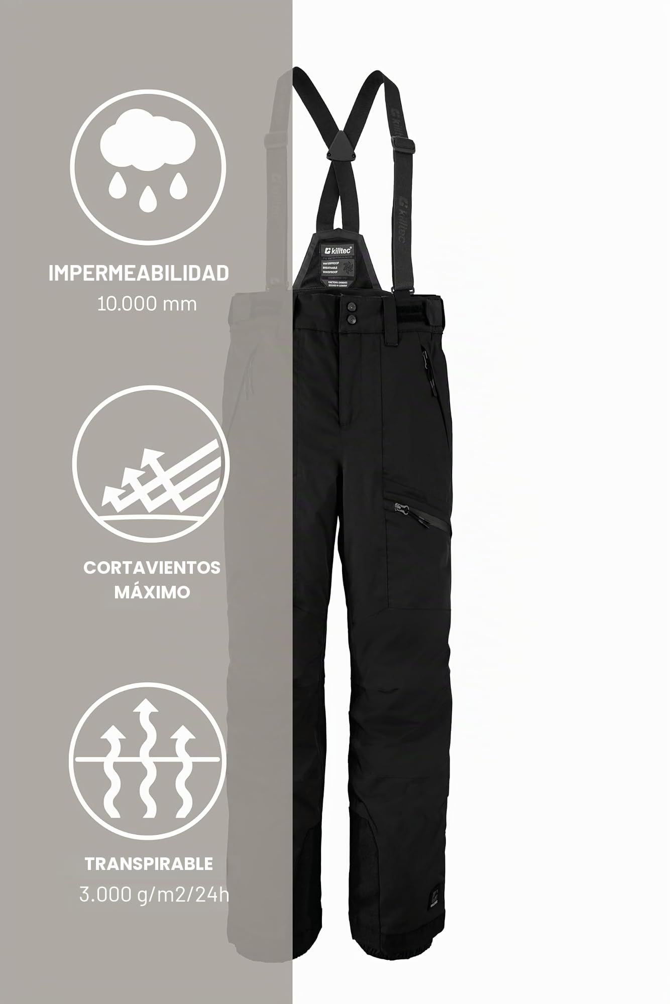 Killtec Boys Skihose 242 - Pantalones de esquí con Peto Desmontable y protección en los Bordes Niños
