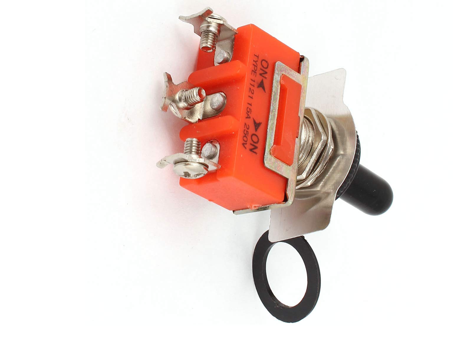 Aexit AC 250V Switches 15A ON-Off-ON 2 Way 3 Terminals Toggle Switch w Foot Switches Waterproof Cap