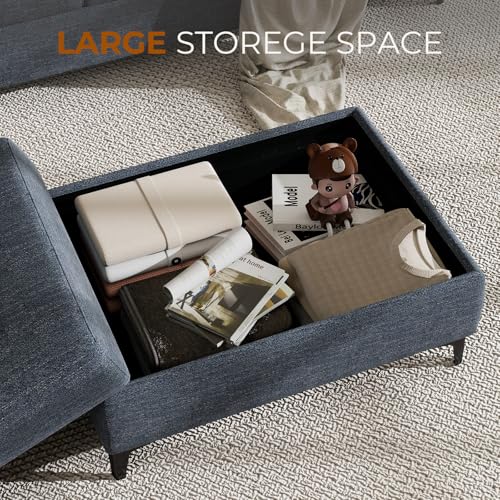 Image of Upvilla 35 inch Large Storage Ottoman for Living Room(Blue)