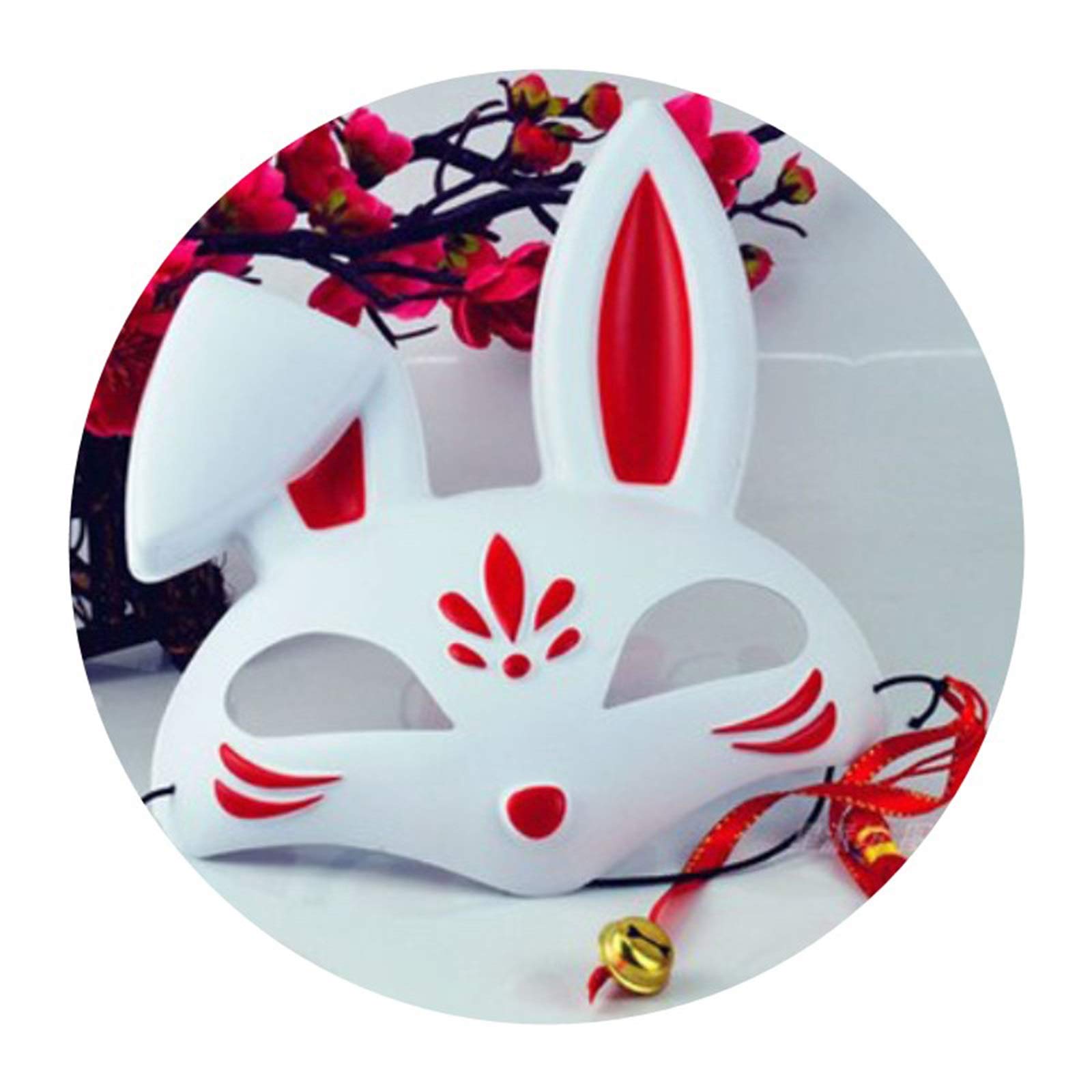 DNAN Halloween Bunny mask with Little Bell Fashion Half face mask for Masquerade Performance/Halloween/Carnival/Cosplay (Color : A)