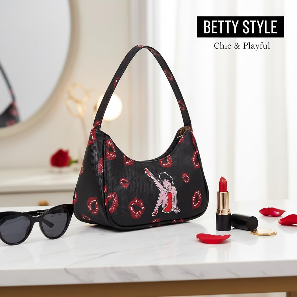 Betty Boop Shoulder Bag for Women, Retro Y2K Hobo Purse with Iconic Betty Boop Print