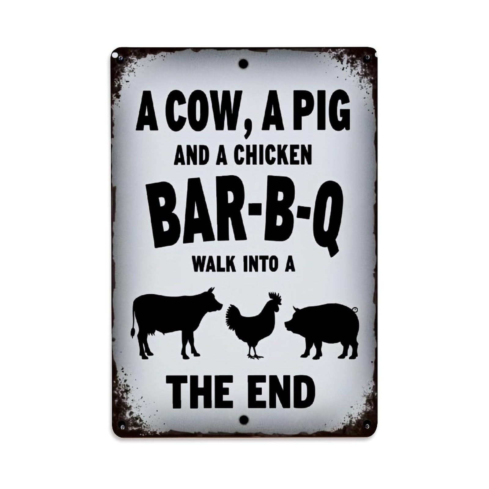 Bliveurn Vintage Cow Pig Chicken Barbecue Sign_1 Retro Metal Tin Sign, Metal Poster For Home, Gaming Room, Studio Workshop,Bar,Garage Wall Art Decor 8X12 Inch