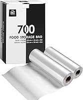 8"x12" & 10"x14" Quart & Gallon Plastic Produce Bags on a Roll- 350 Bags Each (700 Bags), Clear Grocery & Bread Bags, Food Contact Safe (Small & Medium)