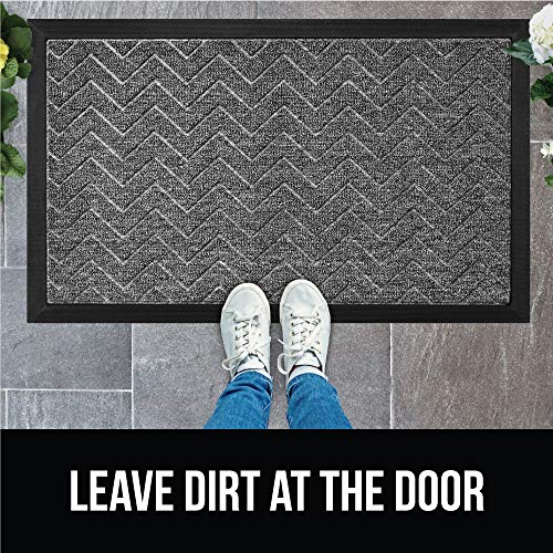 Gorilla Grip Original Durable Natural Rubber Door Mat, 47X35, Heavy Duty Doormat For Indoor Outdoor, Waterproof, Easy Clean, Low-Profile Rug Mats For Entry, Patio, Busy Areas, Steel Chevron #TOP7