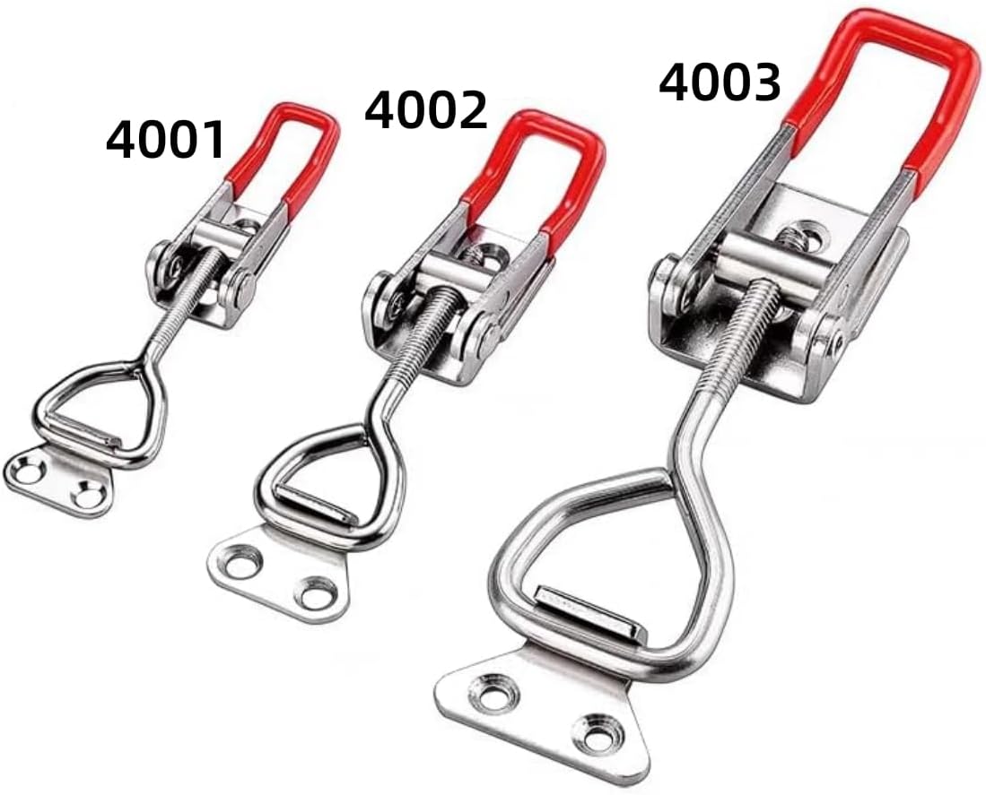 Toggle Latch Clamp，Adjustable 304 Stainless Steel Pull Hasp Latches, Quick Release Hand Tool Toggle Clamp for Smoker Lid Jig Case Trunk,Cabinet Tool Box, Door 4003（2-Pack）