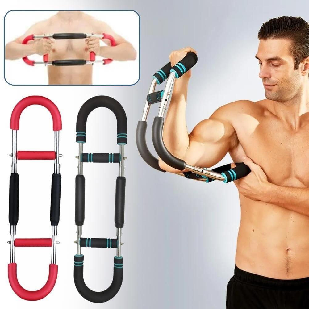 Expansor de Pecho Ajustable en Forma de U de 40 a 110 LB, Barra de Potencia portátil Desmontable para Entrenamiento de Cuerpo Completo en casa, Gimnasio o Viajes.